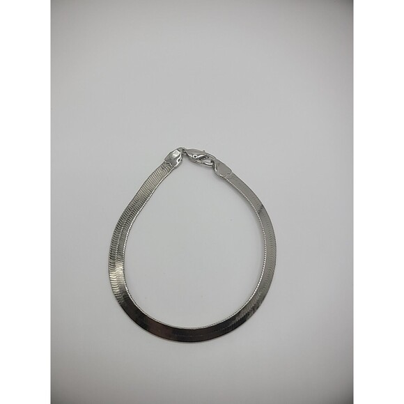 Vintage Silver Tone Bracelet Smooth Link Jewelry Costume - Picture 2 of 11